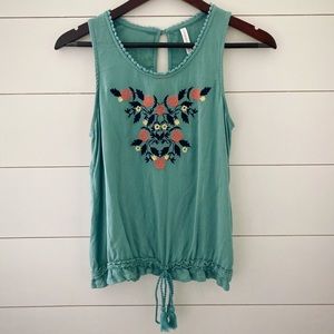 Blue Embroidered Top